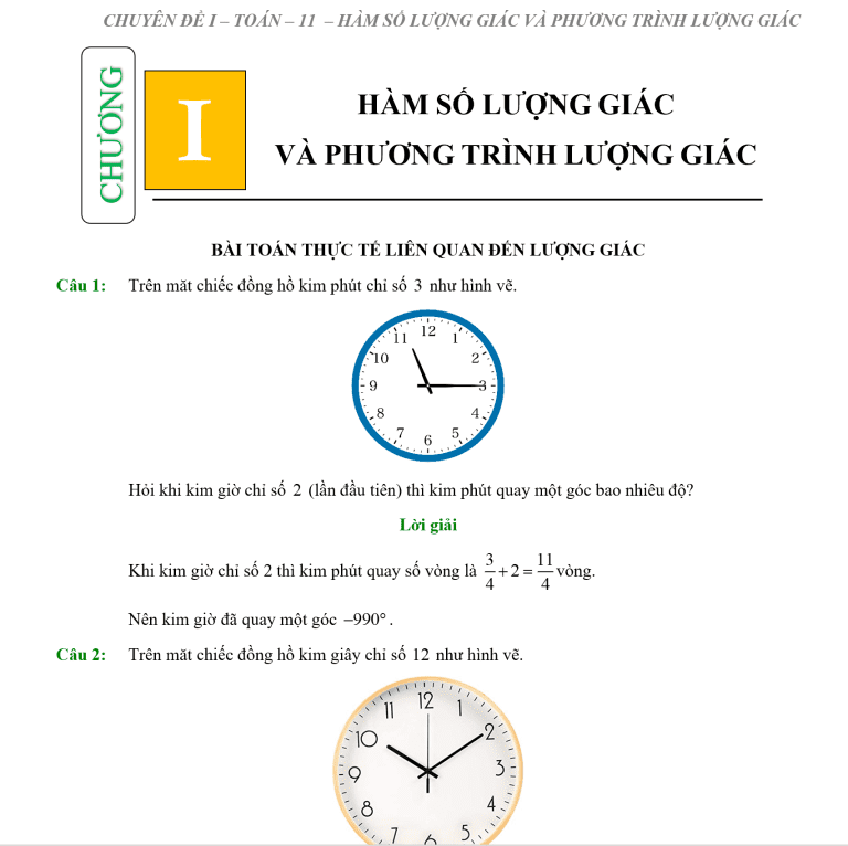 Toán thực tế lớp 11 chương 1 Hàm số lượng giác và phương trình lượng giác file word